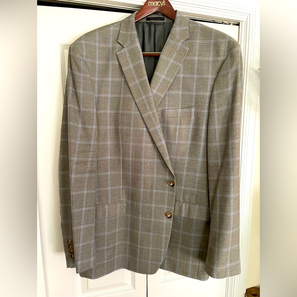 Ralph Lauren Tan Windowpane Two-Button Sport Coat